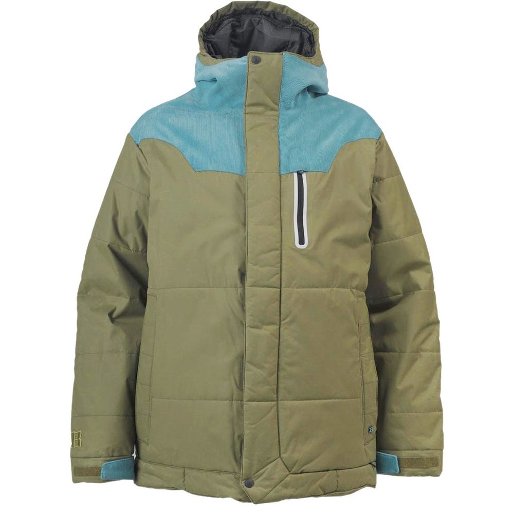 NEW $280 BURTON DURBAN JACKET!  Green  Blue Corduroy Trim  Growling Bear Lining